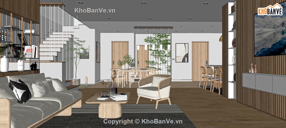 nội thất nhà phố 2 tầng,Model sketchup nhà phố,nội thất nhà phố file su,dựng 3d su nội thất,nội thất nhà phố su