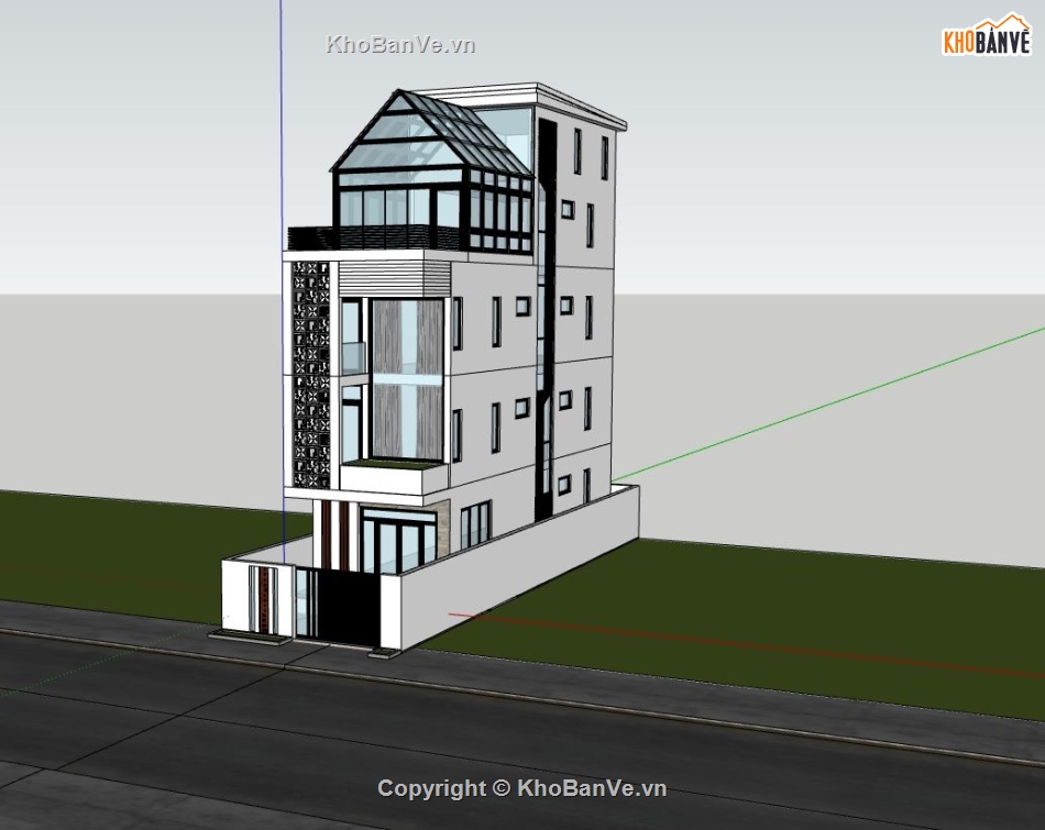 nhà phố 4 tầng,sketchup nhà phố 4 tầng,phối cảnh nhà phố 4 tầng,mẫu nhà phố 4 tầng