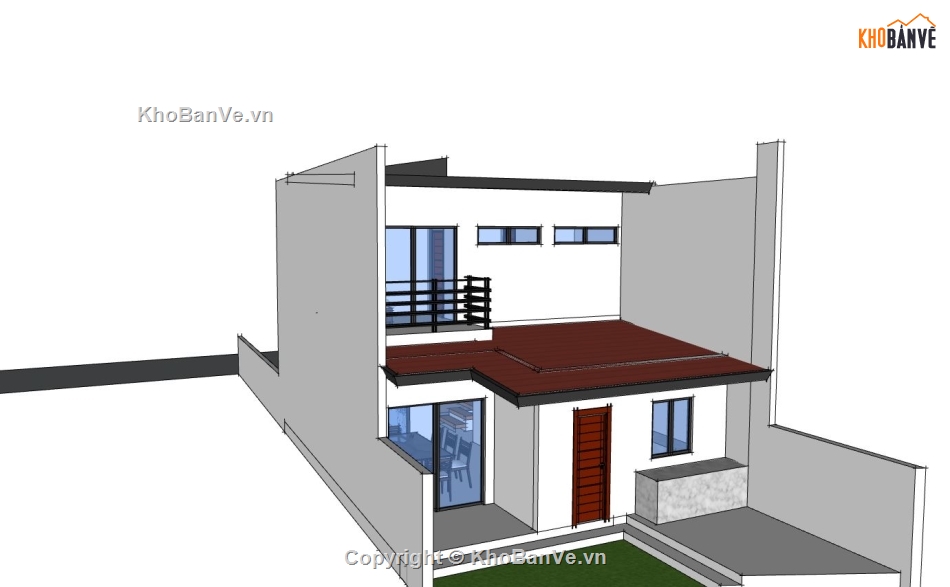 nhà phố 2 tầng,phối cảnh nhà phố 2 tầng,sketchup nhà phố 2 tầng,mẫu nhà 2 tầng đẹp