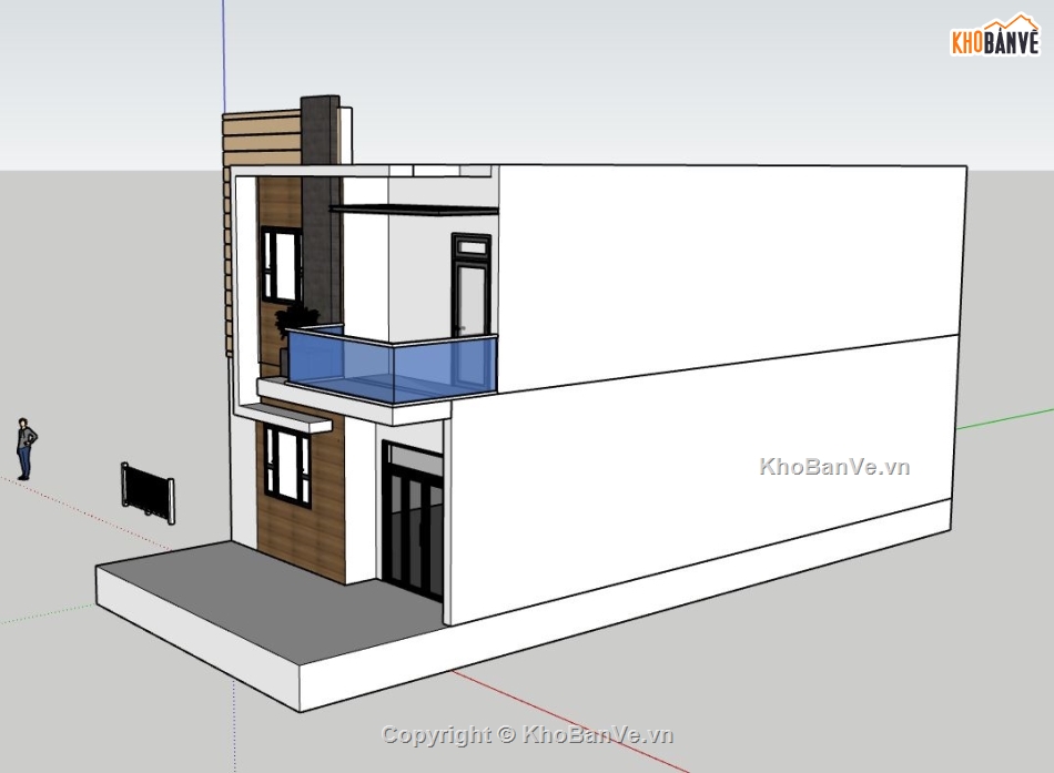 nhà phố 2 tầng,file sketchup nhà phố,phối cảnh nhà phố