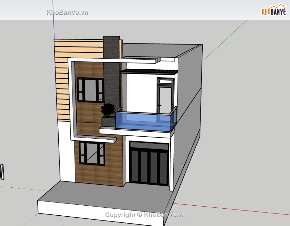 nhà phố 2 tầng,file sketchup nhà phố,phối cảnh nhà phố