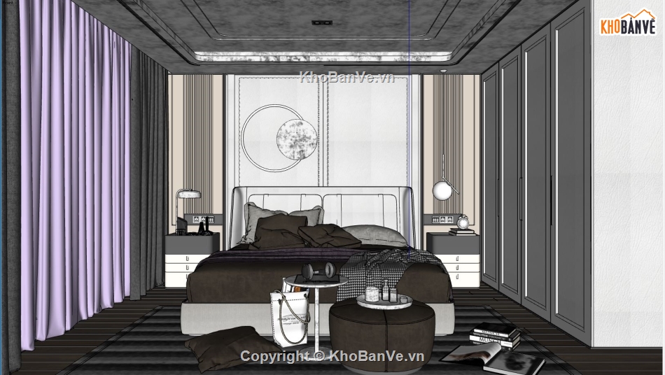 3d sketchup phòng ngủ,file phòng ngủ sketchup,model sketchup nội thất phòng ngủ,phòng ngủ 3d sketchup