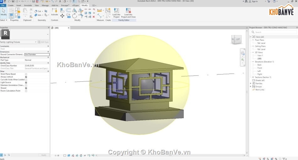 đèn trang trí,mẫu đèn trang trí cổng,revit đèn cổng