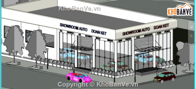 showroom honda,thiết kế showrom,bản vẽ showroom ô tô for,phối cảnh showroom