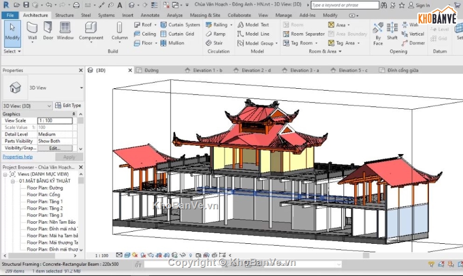bản vẽ revit,bản vẽ chùa vẽ,bản vẽ chùa,bản vẽ revit chùa,revit chùa