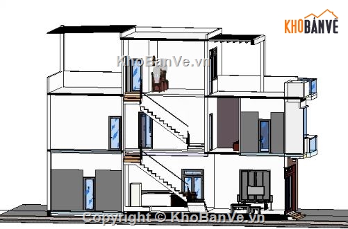 biệt thự 3 tầng,revit biệt thự 3 tầng,biệt thự 3 tầng file revit