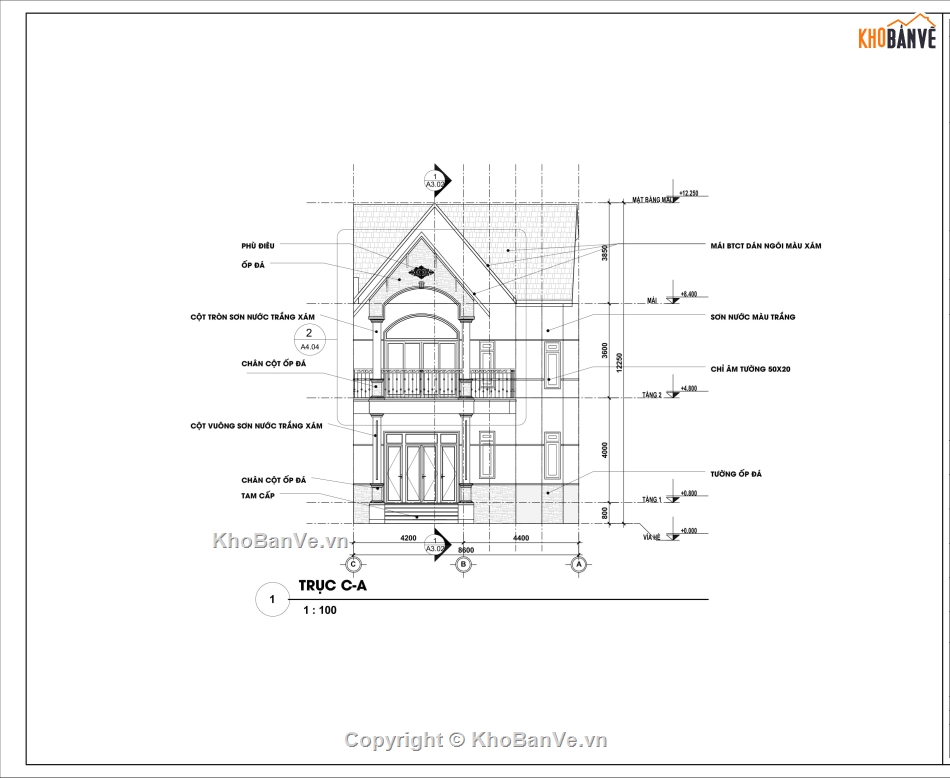 nhà 2 tầng,revit nhà 2 tầng,nhà 2 tầng mái thái