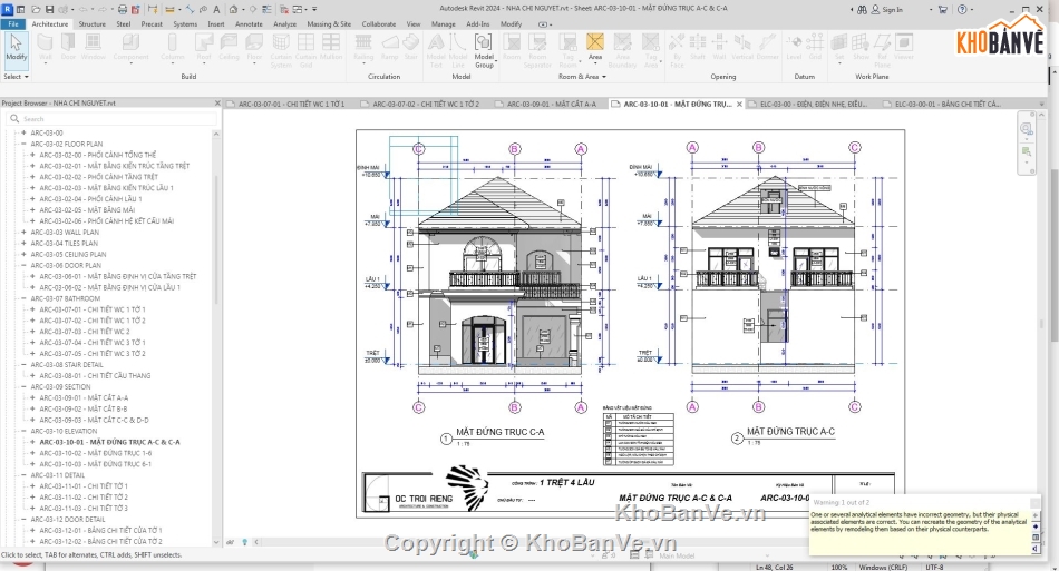 biệt thự revit,biệt thự 2 tầng,biệt thự mái nhật revit,file revit biệt thự