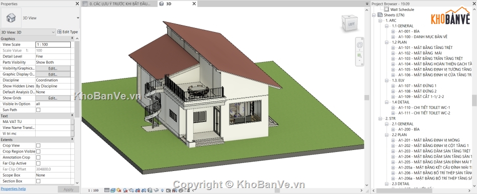 Nhà phố 1 tầng,revit nhà phố 1 tầng,bản vẽ nhà phố 1 tầng