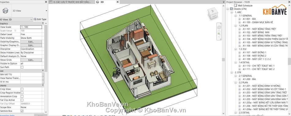 Nhà phố 1 tầng,revit nhà phố 1 tầng,bản vẽ nhà phố 1 tầng