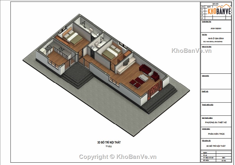 Revit nhà cấp 4,kiến trúc nhà cấp 4,nhà 5x15m,nhà cấp 4 5x15m