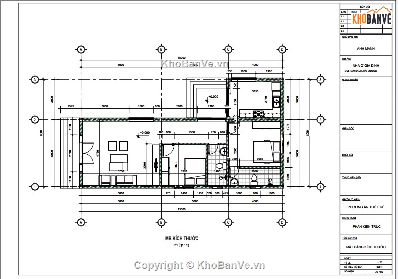 Revit nhà cấp 4,kiến trúc nhà cấp 4,nhà 5x15m,nhà cấp 4 5x15m
