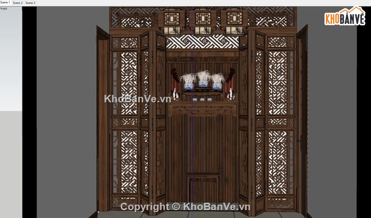 File SKechup mẫu phòng thờ gỗ cực đẹp