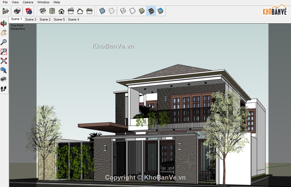 Su biệt thự 2 tầng,Mẫu biệt thự 2 tầng,Sketchup biệt thự 2 tầng,file su  biệt thự 2 tầng