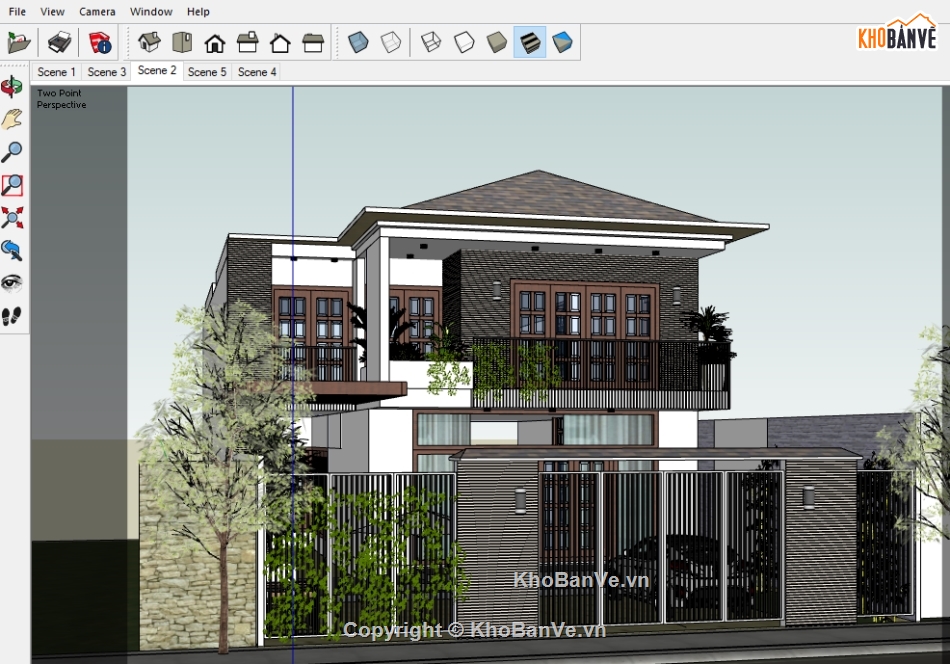 Su biệt thự 2 tầng,Mẫu biệt thự 2 tầng,Sketchup biệt thự 2 tầng,file su  biệt thự 2 tầng