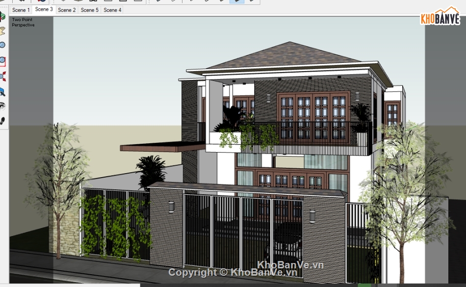 Su biệt thự 2 tầng,Mẫu biệt thự 2 tầng,Sketchup biệt thự 2 tầng,file su  biệt thự 2 tầng