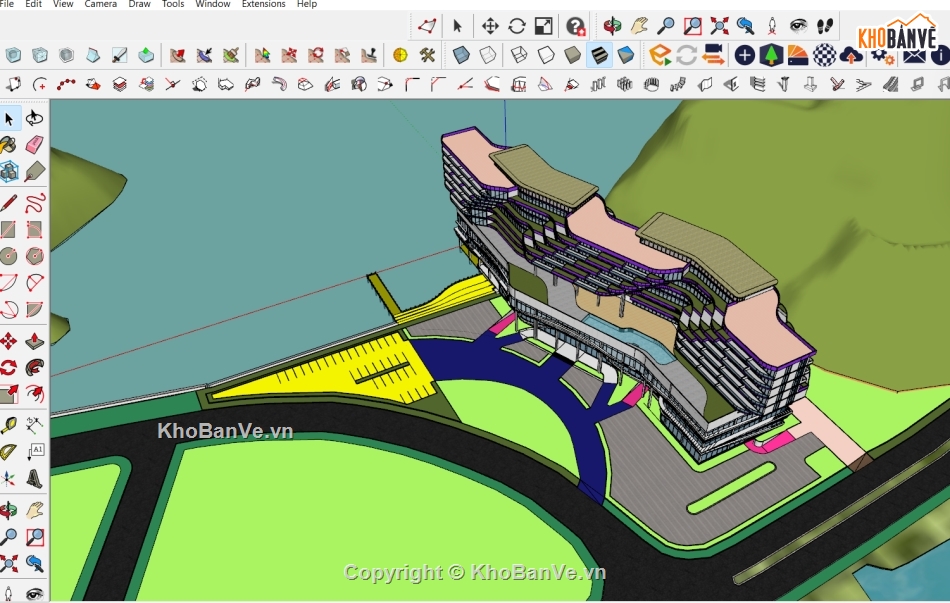 File sketchup khách sạn,đồ án khách sạn,mẫu đồ án khách sạn,File autocad