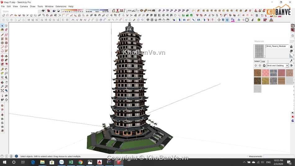 file sketchup,sketchup chùa tháp,sketchup bảo tháp,su bảo tháp,Model su tháp 21 tầng