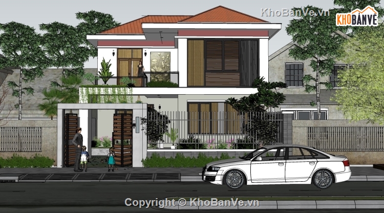 SU biệt thự 2 tầng,Su biệt thự 10x10m,Sketchup biệt thự,Mẫu biệt thự Su