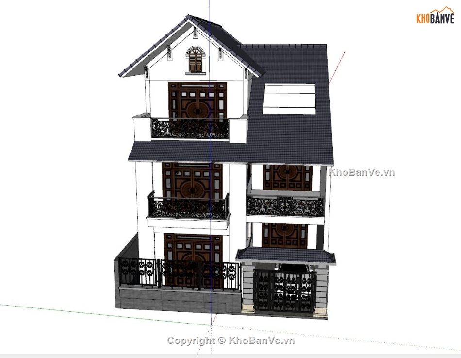File sketchup Biệt thự 3 tầng,Model sketchup Biệt thự 3 tầng,Bản vẽ  sketchup Biệt thự 3 tầng,sketchup Biệt thự 3 tầng,3d sketchup Biệt thự 3 tầng,biệt thự 3 tầng 10x15.5m