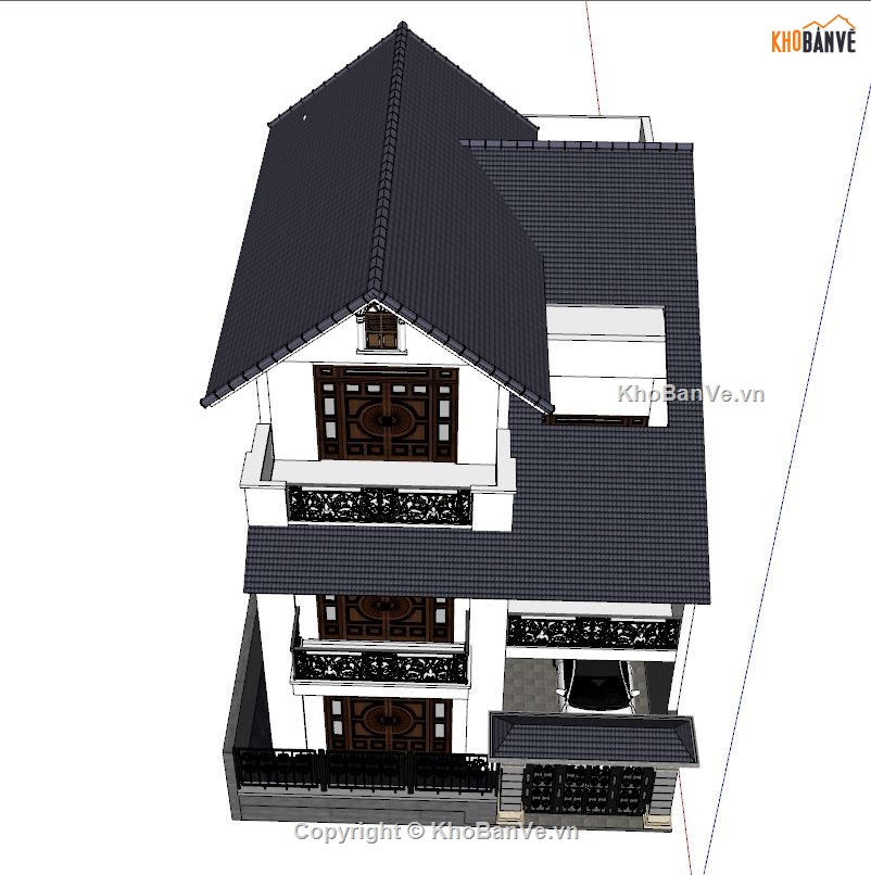 File sketchup Biệt thự 3 tầng,Model sketchup Biệt thự 3 tầng,Bản vẽ  sketchup Biệt thự 3 tầng,sketchup Biệt thự 3 tầng,3d sketchup Biệt thự 3 tầng,biệt thự 3 tầng 10x15.5m