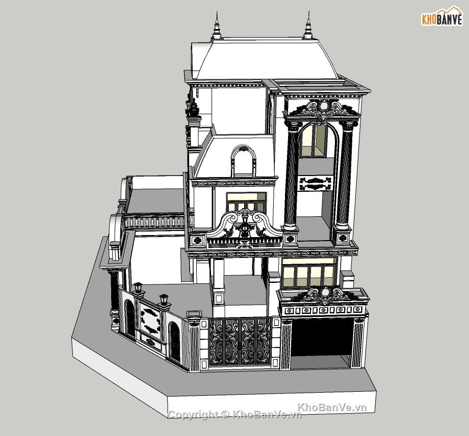 sketchup biệt thự tân cổ điển,biệt thự  sketchup,File biệt thự sketchup,biệt thự cổ,cổ điển