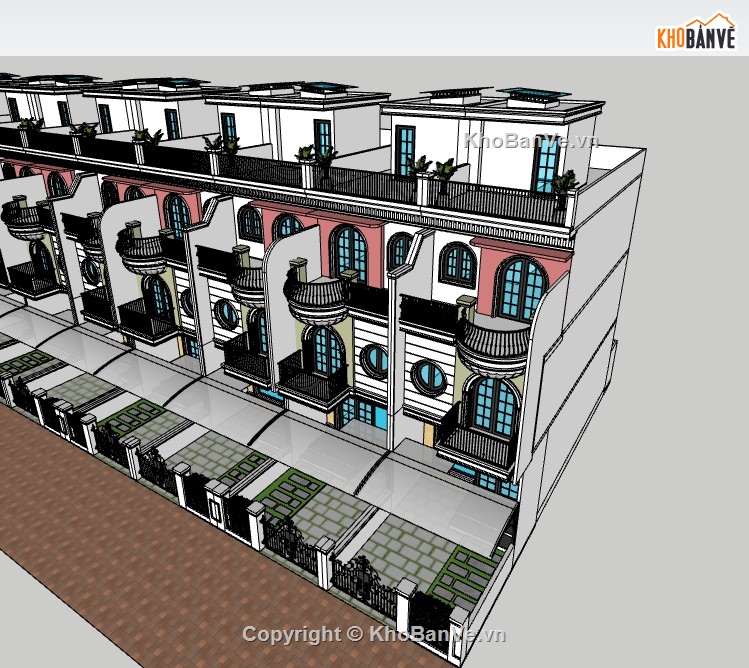 nhà phố 3 tầng,su nhà phố,sketchup nhà phố,su nhà phố 3 tầng