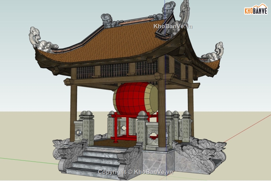 mẫu lầu trống sketchup,model lầu trống file sketchup,phối cảnh lầu trống file sketchup,thiết kế 3d su mẫu lầu trống