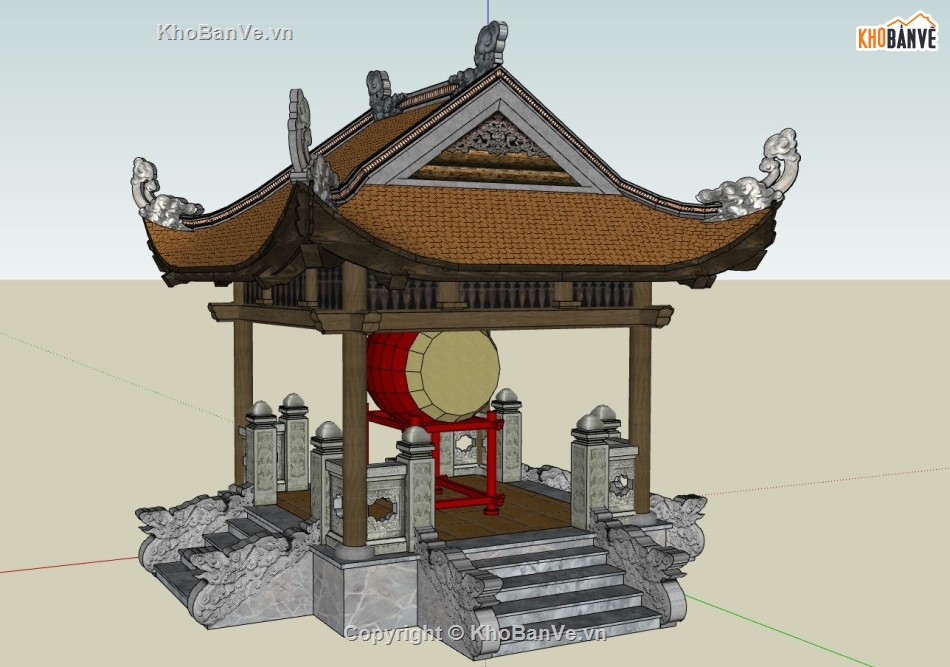 mẫu lầu trống sketchup,model lầu trống file sketchup,phối cảnh lầu trống file sketchup,thiết kế 3d su mẫu lầu trống