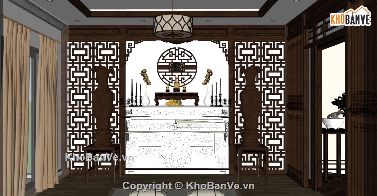 phòng thờ đẹp,thiết kế phòng thờ,mẫu phòng thờ,File thiết kế phòng thờ,file sketchup phòng thờ,model sketchup phòng thờ