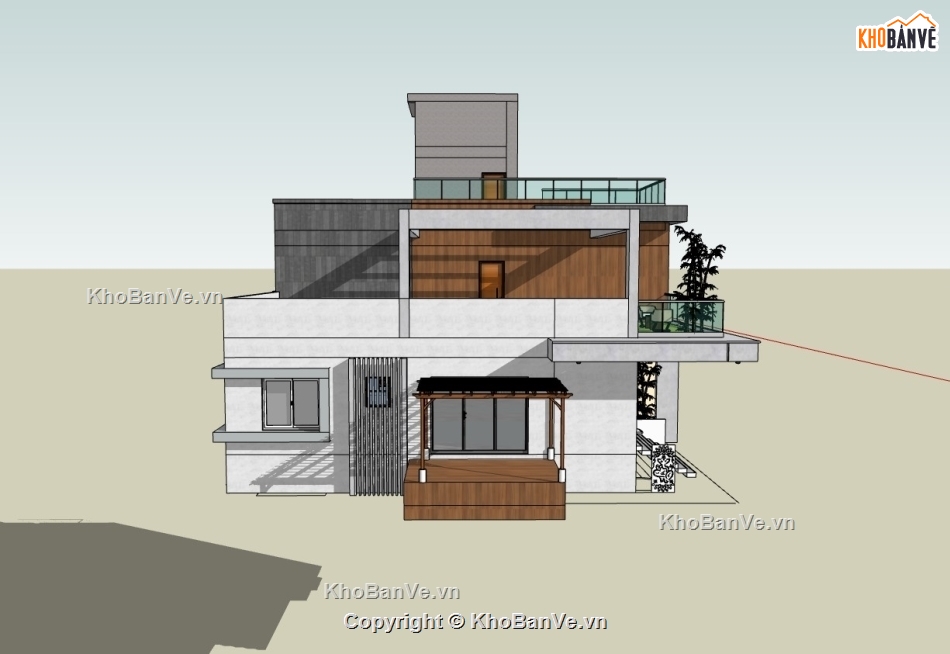 su biệt thự,sketchup biệt thự,su biệt thự 2 tầng,sketchup biệt thự 2 tầng