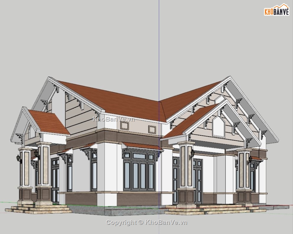 file sketchup biệt thự 1 tầng,Sketchup biệt thự 1 tầng,file sketchup biệt thự mái thái,mái thái 1 tầng file sketchup,sketchup biệt thự 1 tầng 11.8x18m,su biệt thự mái thái 1 tầng