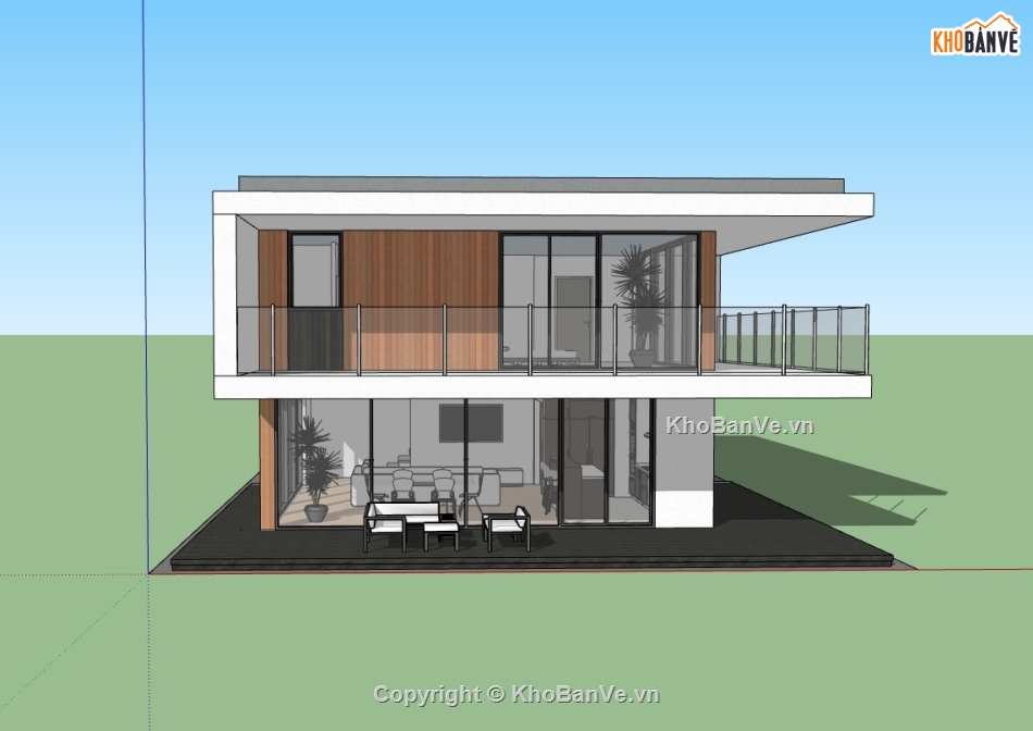 biệt thự 2 tầng,su biệt thự,sketchup biệt thự,su biệt thự 2 tầng