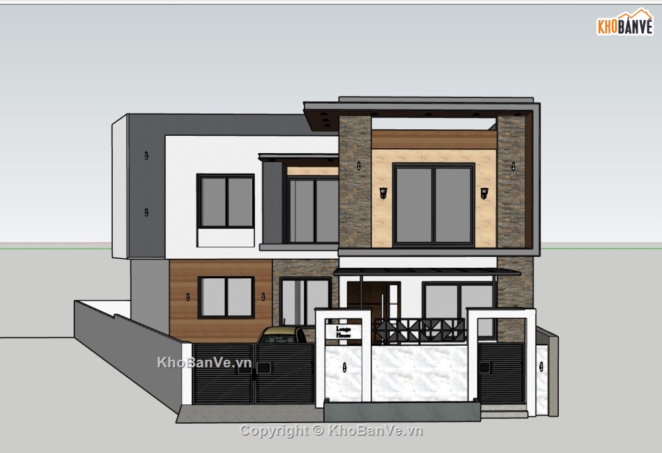 biệt thự 2 tầng,su biệt thự,sketchup biệt thự,su biệt thự 2 tầng