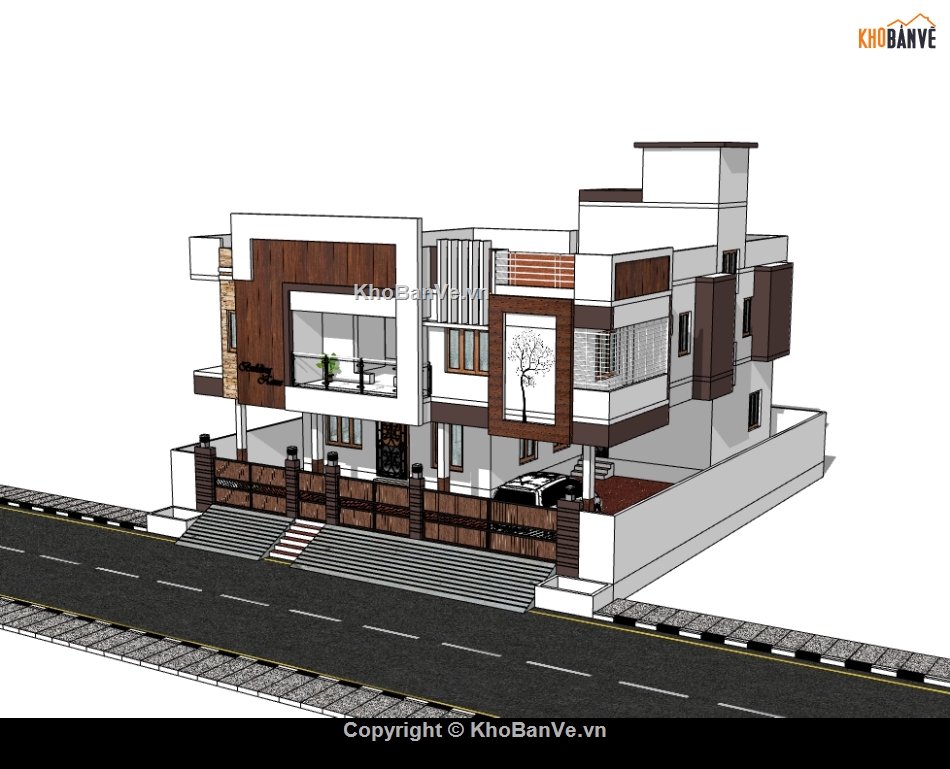 biệt thự 2 tầng,su biệt thự,sketchup biệt thự