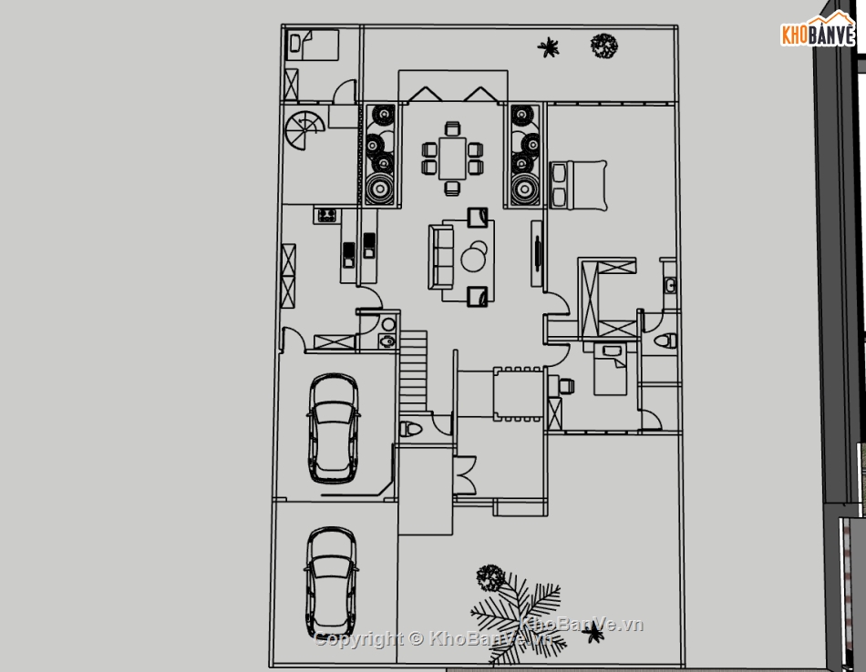 biệt thự 2 tầng,su biệt thự,sketchup biệt thự