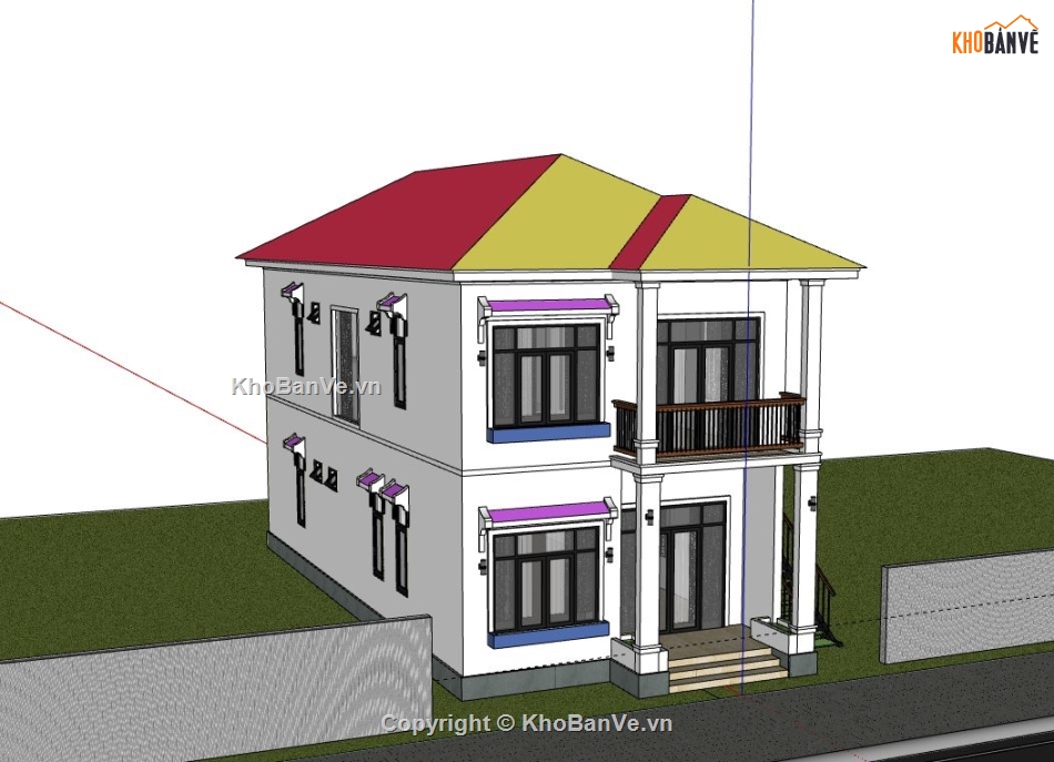 Biệt thự 2 tầng,model su biệt thự 2 tầng,file sketchup biệt thự 2 tầng