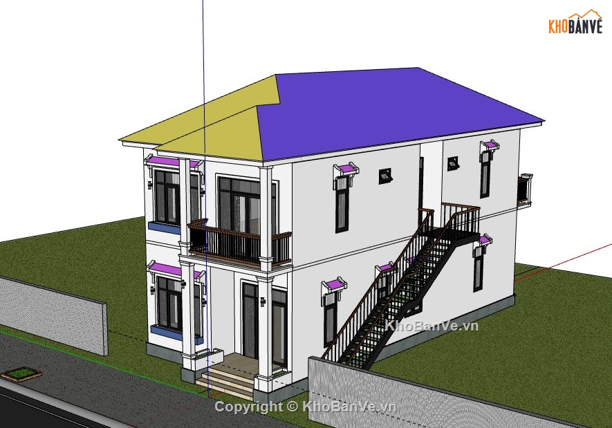 Biệt thự 2 tầng,model su biệt thự 2 tầng,file sketchup biệt thự 2 tầng