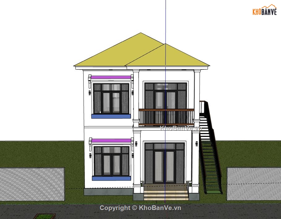 Biệt thự 2 tầng,model su biệt thự 2 tầng,file sketchup biệt thự 2 tầng