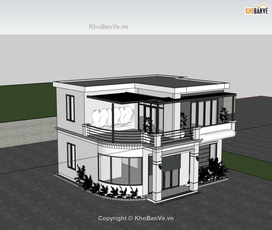 su biệt thự,sketchup biệt thự,su biệt thự 2 tầng