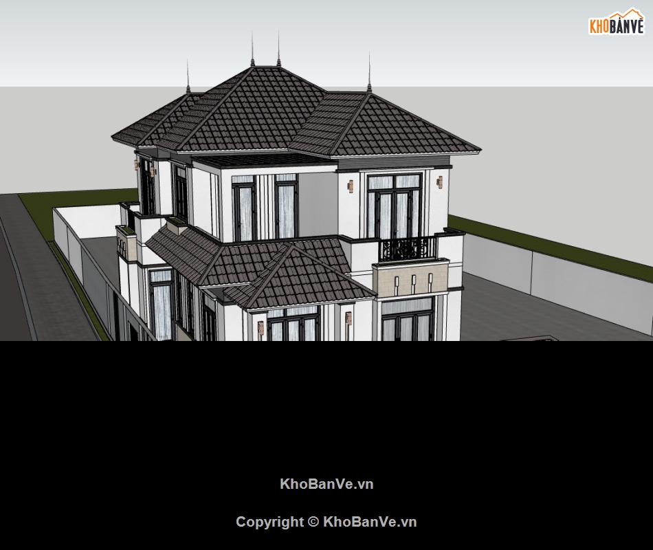 biệt thự 2 tầng,su biệt thự,sketchup biệt thự,su biệt thự 2 tầng