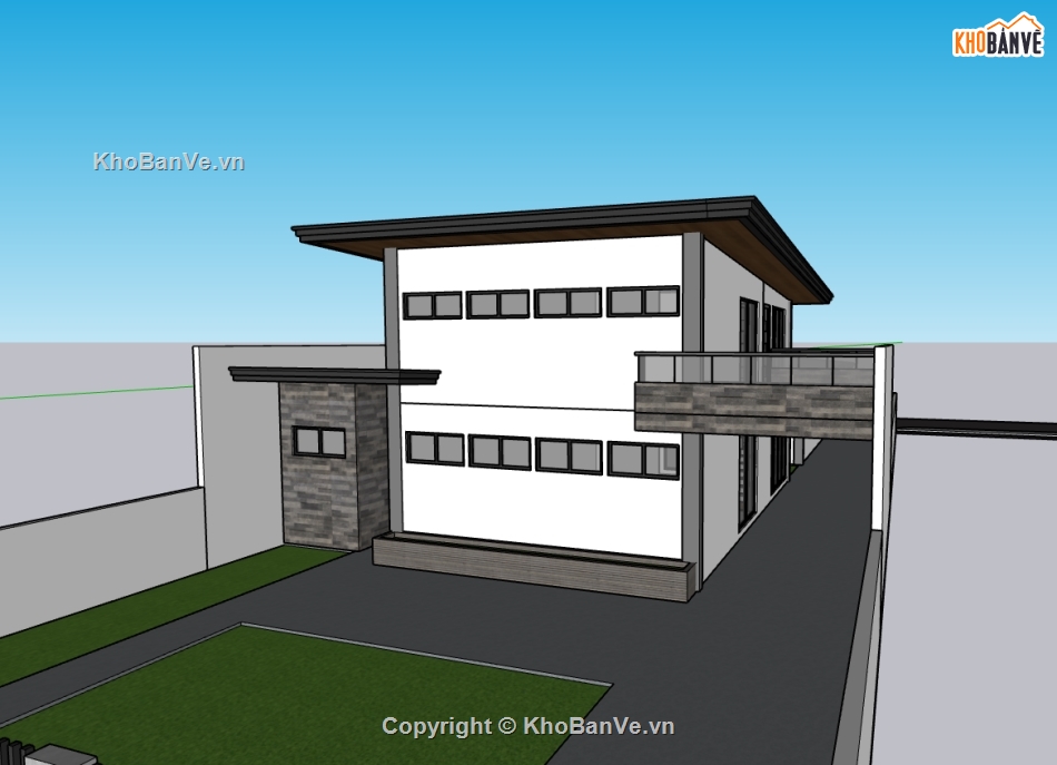 biệt thự 2 tầng,su biệt thự,sketchup biệt thự