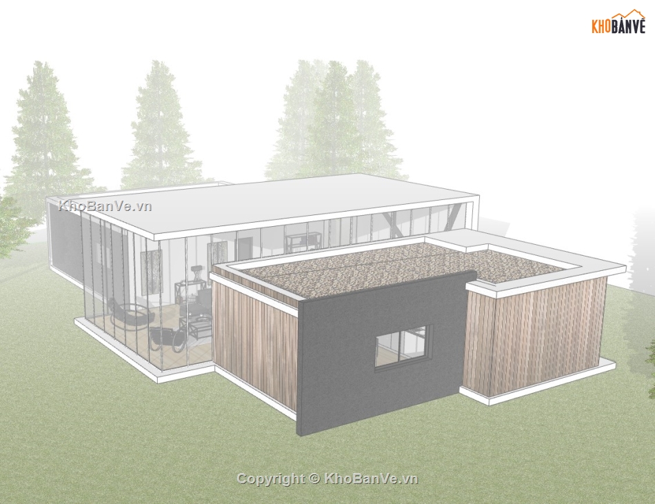 su biệt thự,sketchup biệt thự,su biệt thự 1 tầng