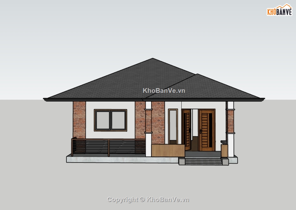 biệt thự 1 tầng,su biệt thự,sketchup biệt thự