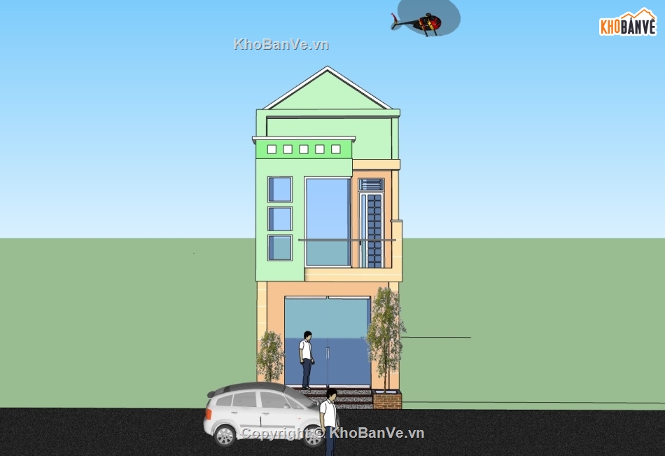 su nhà phố,sketchup nhà phố,nhà phố,nhà phố 2 tầng