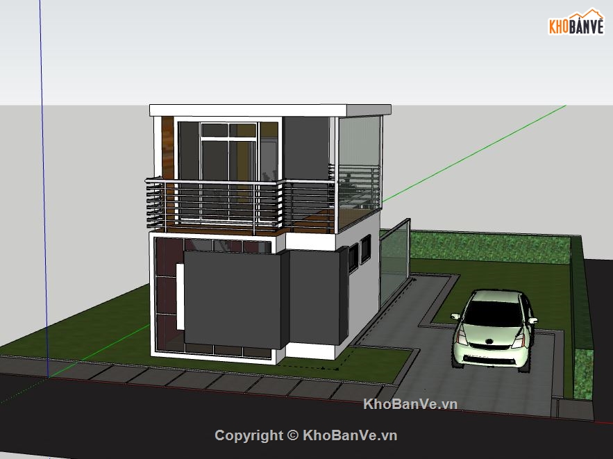 Nhà phố 2 tầng,model su nhà phố 2 tầng,sketchup nhà phố 2 tầng