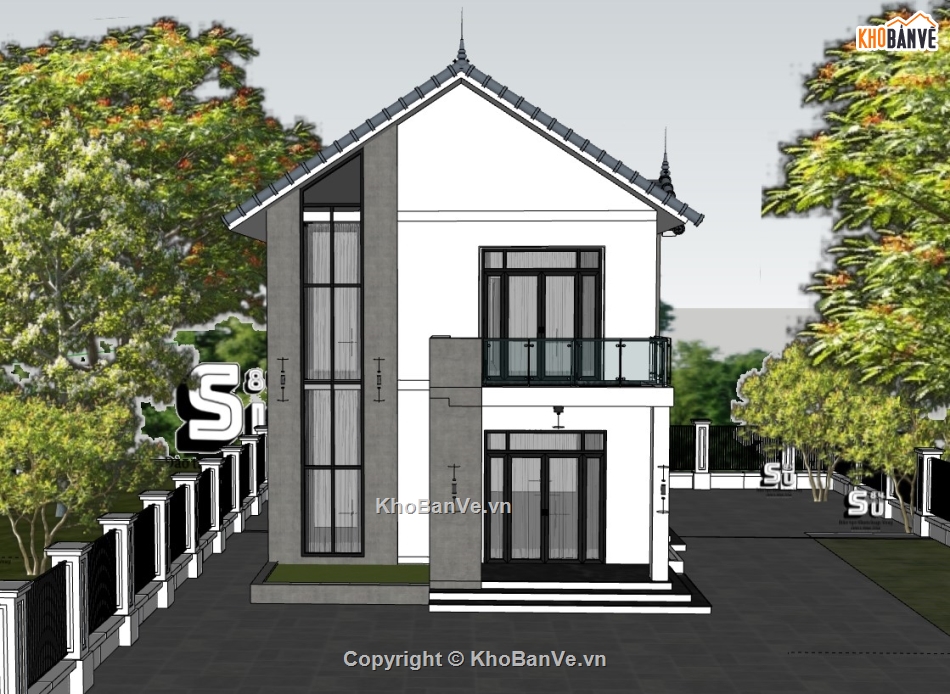 su nhà phố,sketchup nhà phố,su nhà phố 2 tầng,sketchup nhà phố 2 tầng