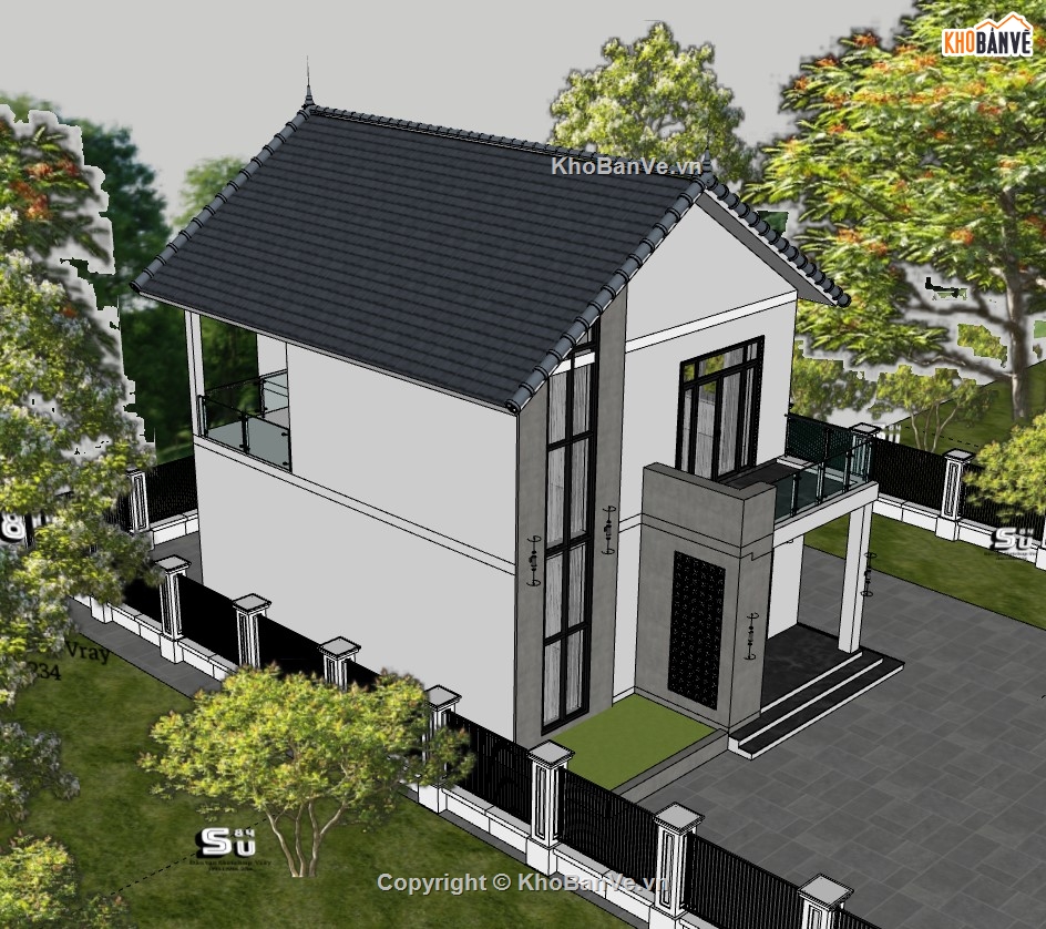 su nhà phố,sketchup nhà phố,su nhà phố 2 tầng,sketchup nhà phố 2 tầng