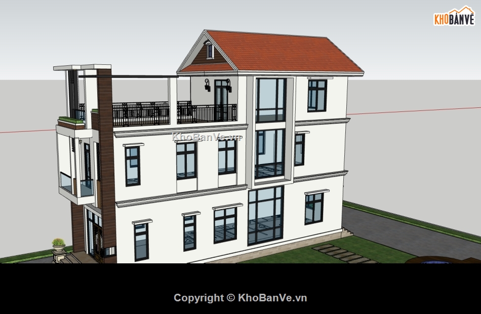 nhà phố 3 tầng,file su nhà phố,file su nhà phố 3 tầng,model sketchup nhà phố 3 tầng,file sketchup nhà phố