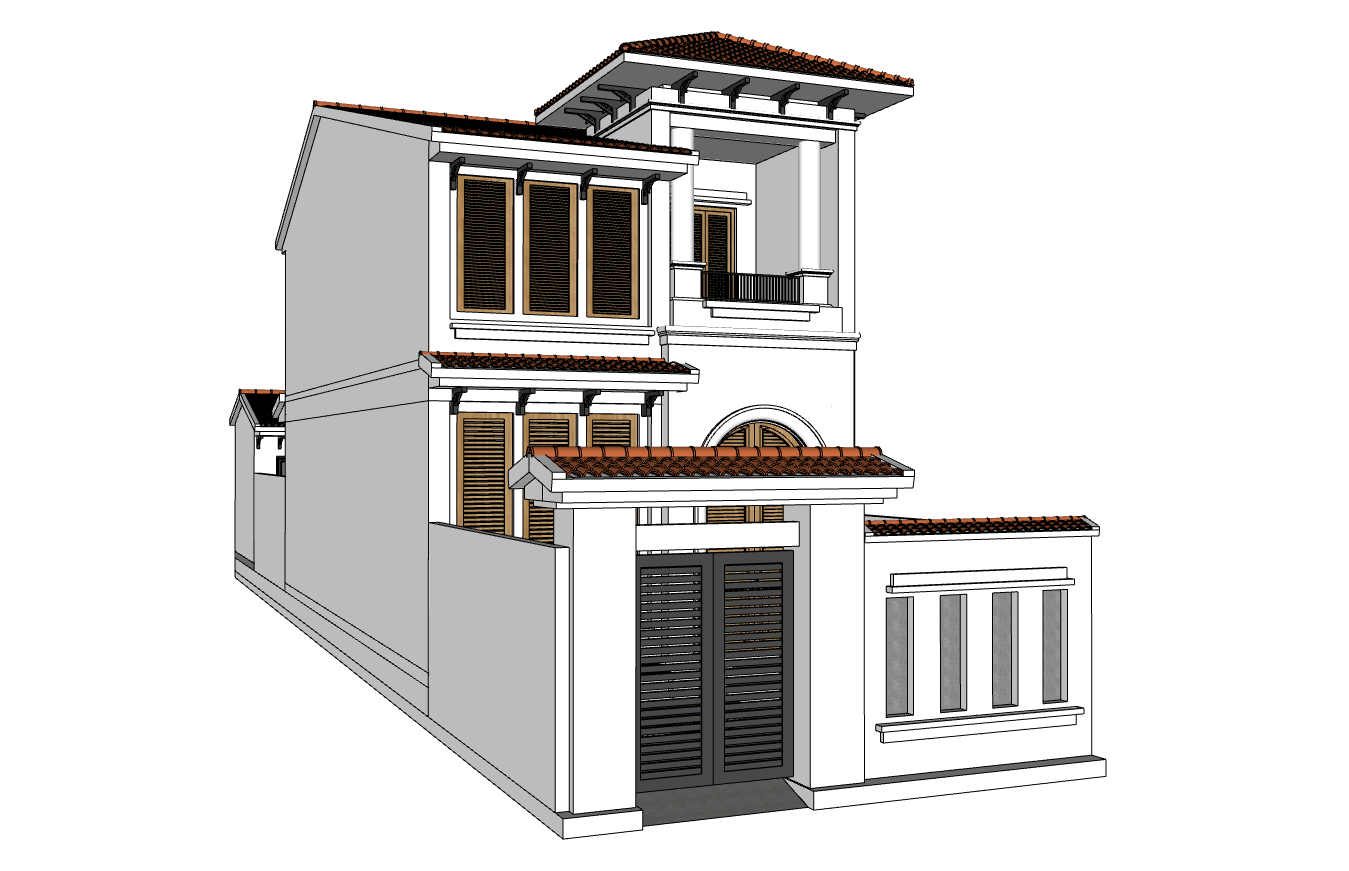 nhà phố  5x25m,su nhà phố,sketchup nhà phố